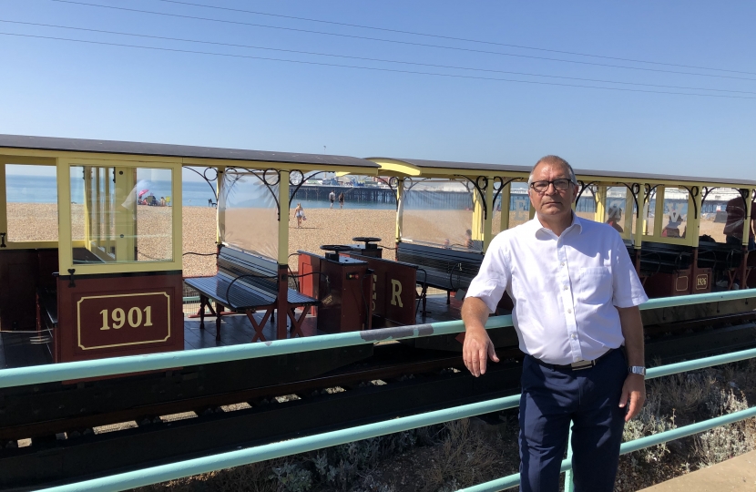 Conservative Group Leader Steve Bell CBE at Volk's Electric Railway, Brighton