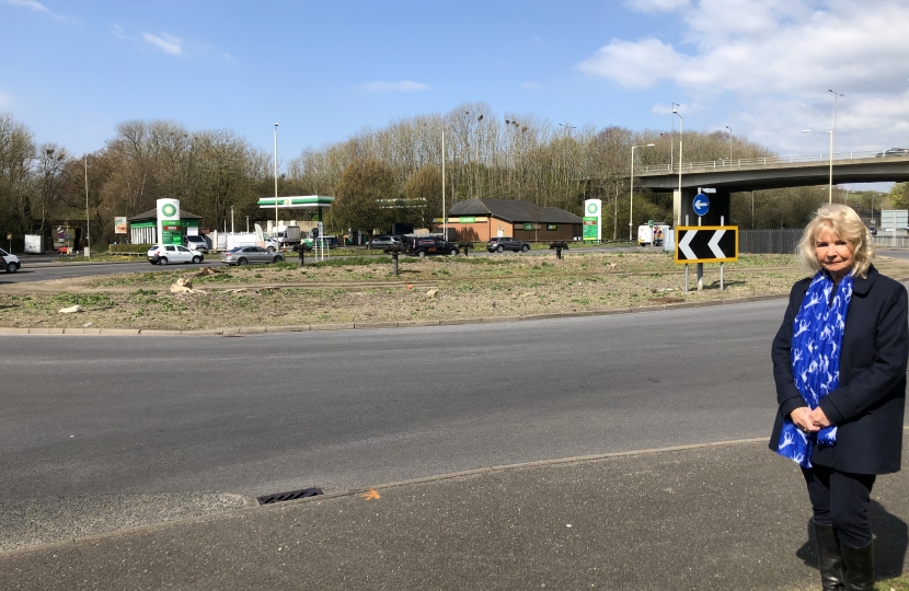 The bare Patcham Roundabout which has not been planted for several years