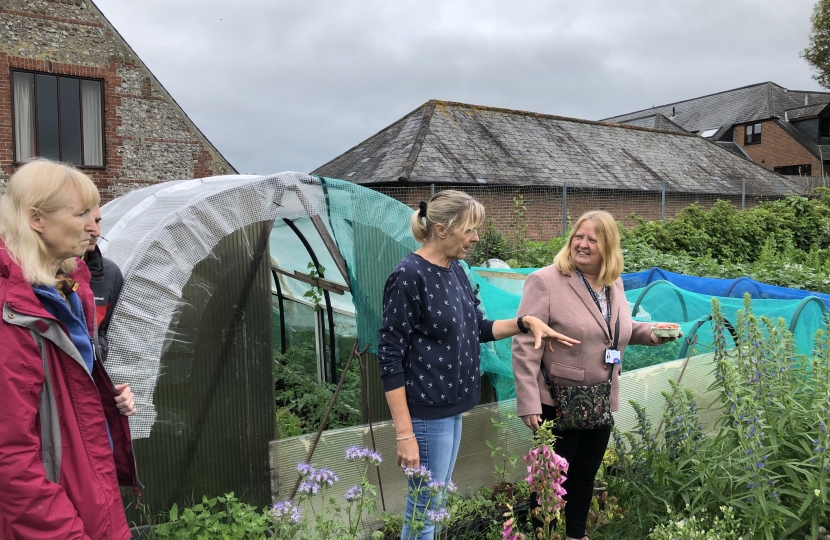 Conservative Councillors Anne Meadows and Carol Theobald listening to the concerns of Patcham Court Allotment holders