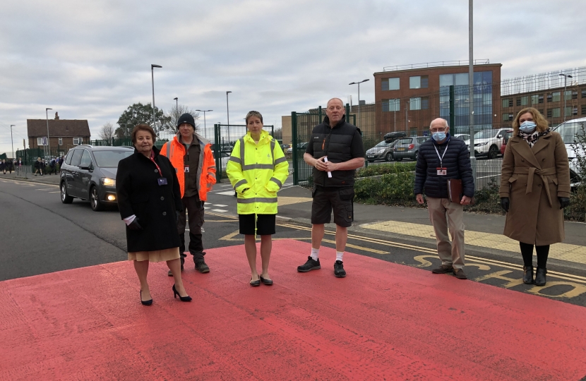 Councillors and School staff at the inadequate crossing