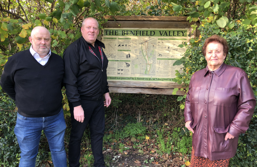 Tim Hodges, Nick Lewry and Dawn Barnett at Greenleas car park