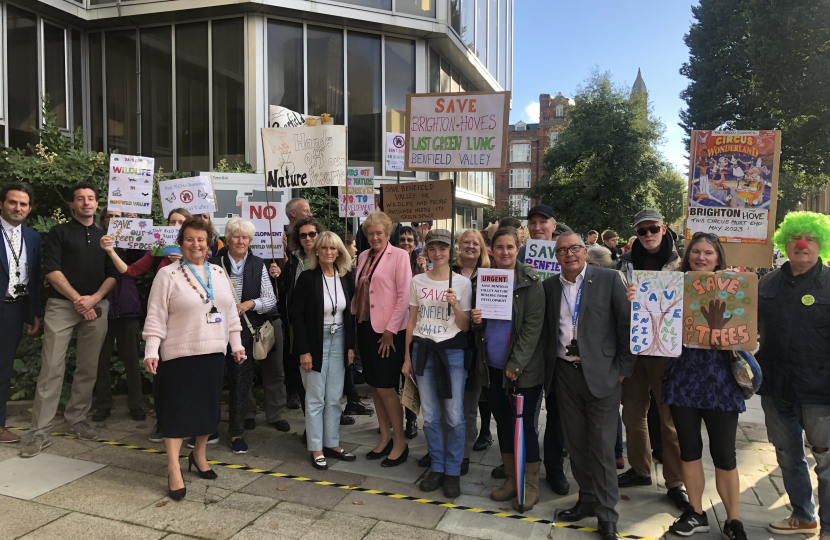 Conservative Councillors support the Benfield Valley Project protest outside Hove Town Hall