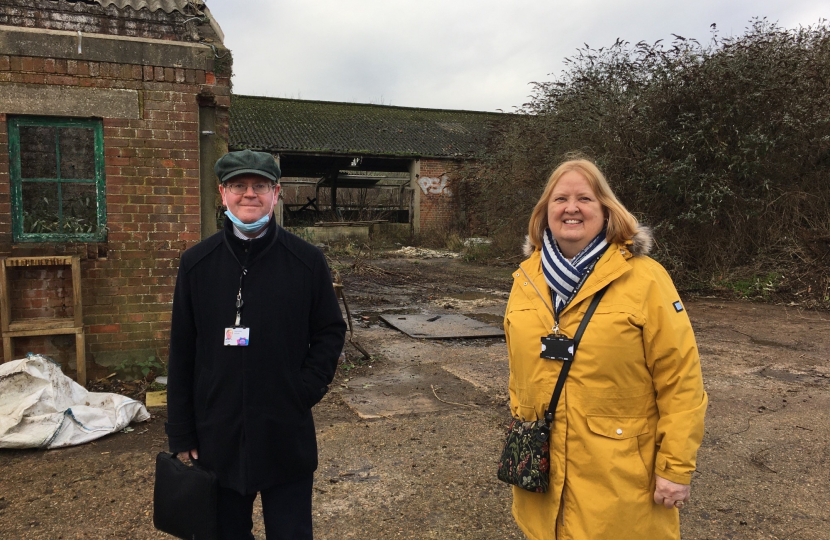 Cllr Alistair McNair and Cllr Anne Meadows at Patcham Court Farm