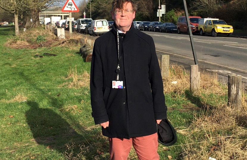 Councillor Alistair McNair at the boundary of Patcham Place Recreation Ground