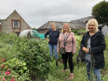 Conservative Councillors Anne Meadows and Carol Theobald listening to the concerns of Patcham Court Allotment holders