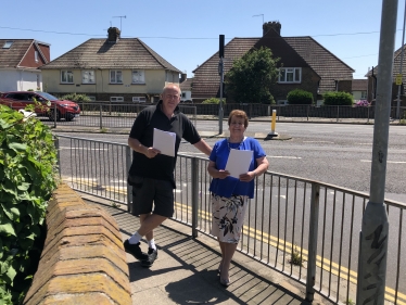 Cllr Nick Lewry and Cllr Dawn Barnett with their petition at Stapley Road Hangleton