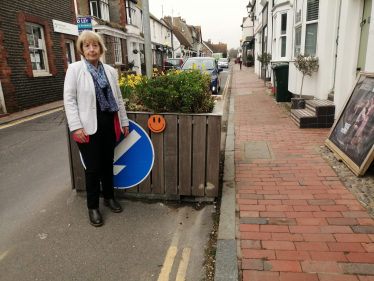 Conservative Candidate for the Rottingdean Coastal by-election Lynda Hyde at Rottingdean High Street