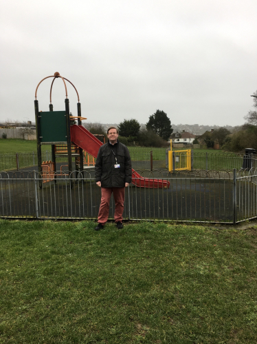 Conservative Councillor Alistair McNair at Vale Avenue playground